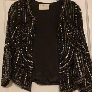 NWOT . *RARE* Velvet by Graham . Black Embellished Jacket. Size Small